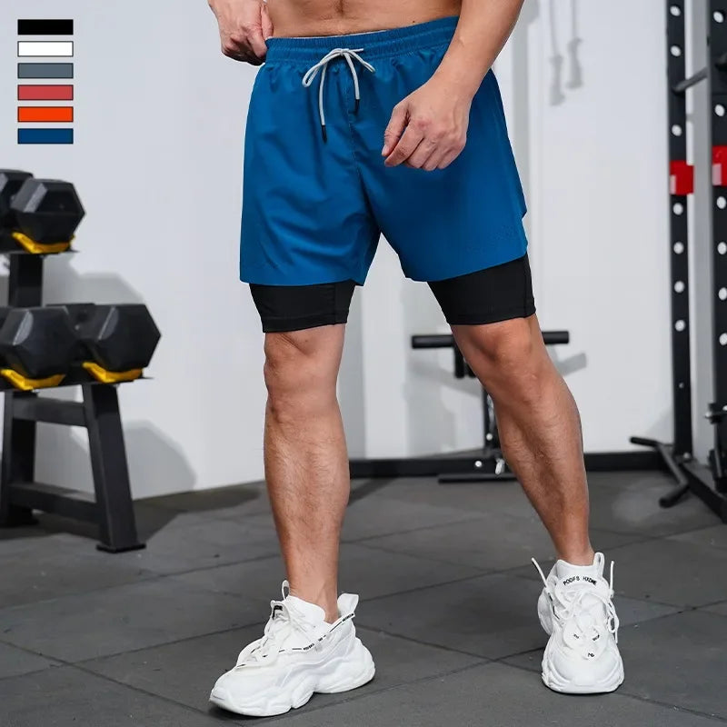 Quick Dry Sports Pants Fitness Shorts With Inner Lining Three-Quarter Length Men Summer Running Athletics Marathon Training