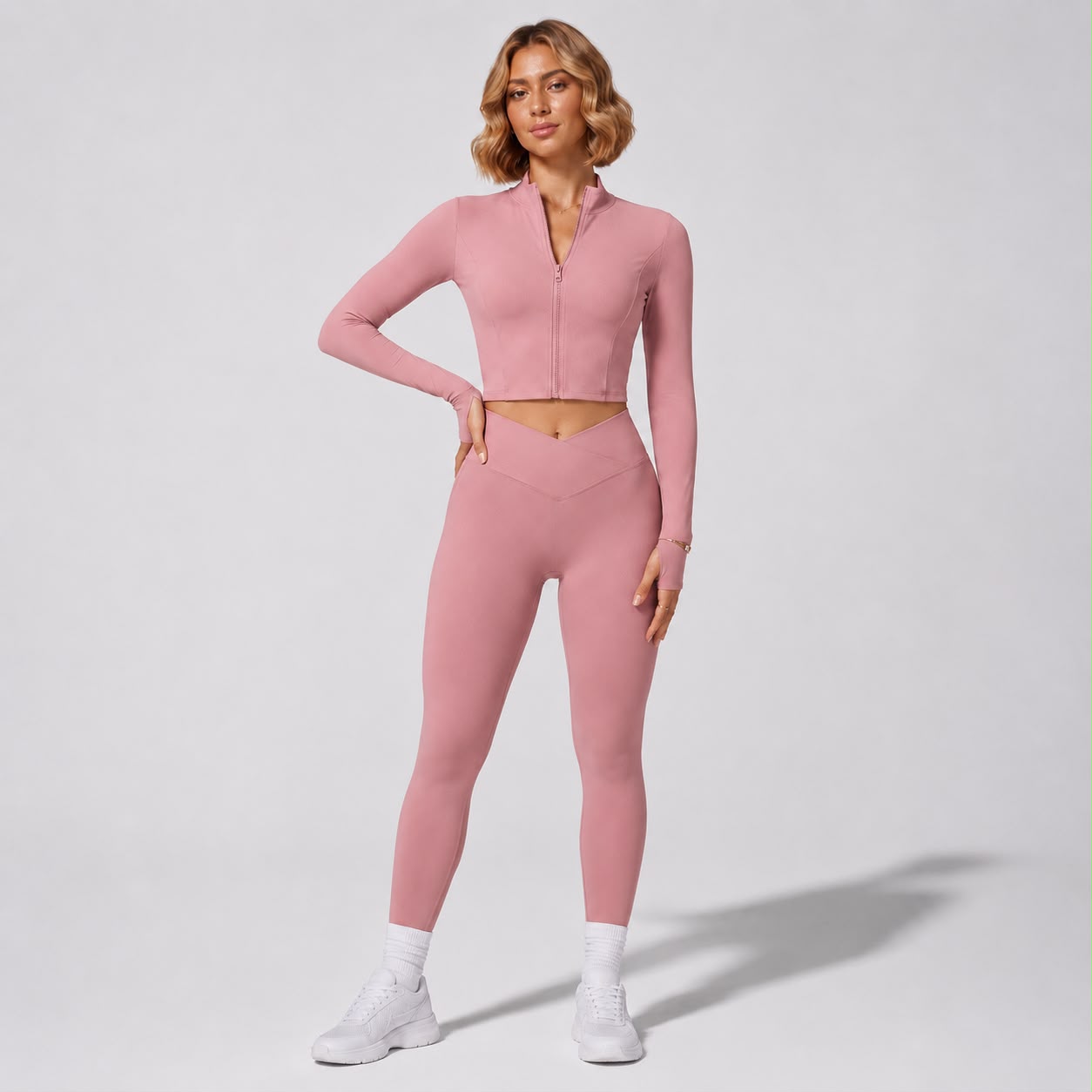 parei aqui corrir coreiSolid Color Zip Up Sports Jacket Women Running