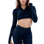 Crop Zippy Fitness Top Long Women Sleeve
