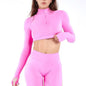 Crop Zippy Fitness Top Long Women Sleeve