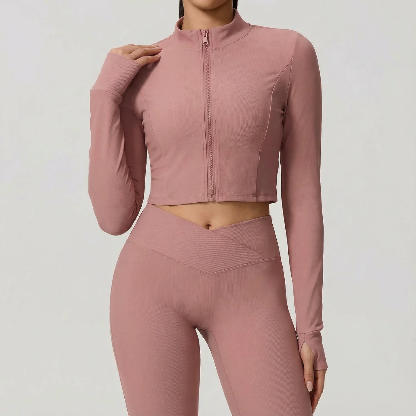 parei aqui corrir coreiSolid Color Zip Up Sports Jacket Women Running