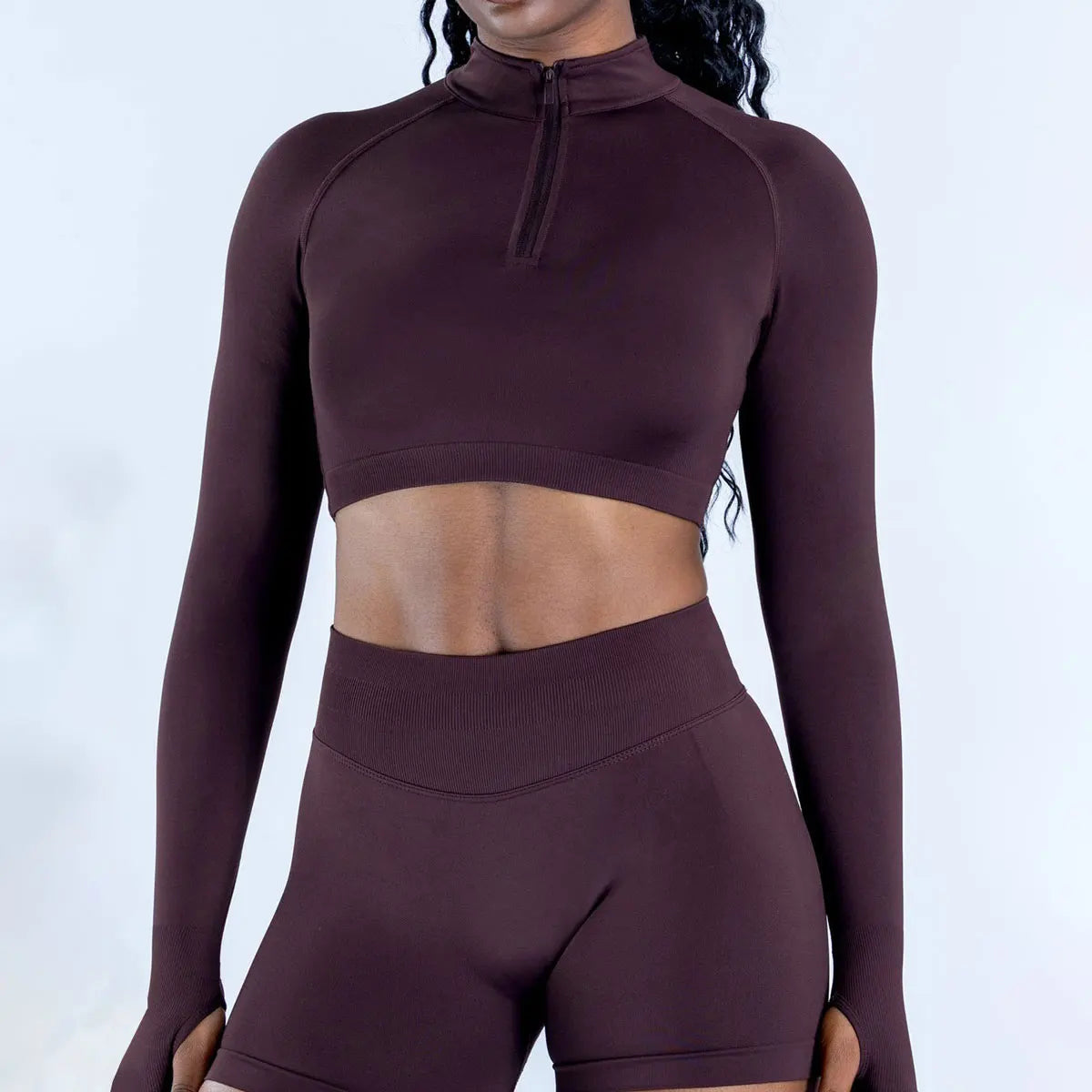 Crop Zippy Fitness Top Long Women Sleeve