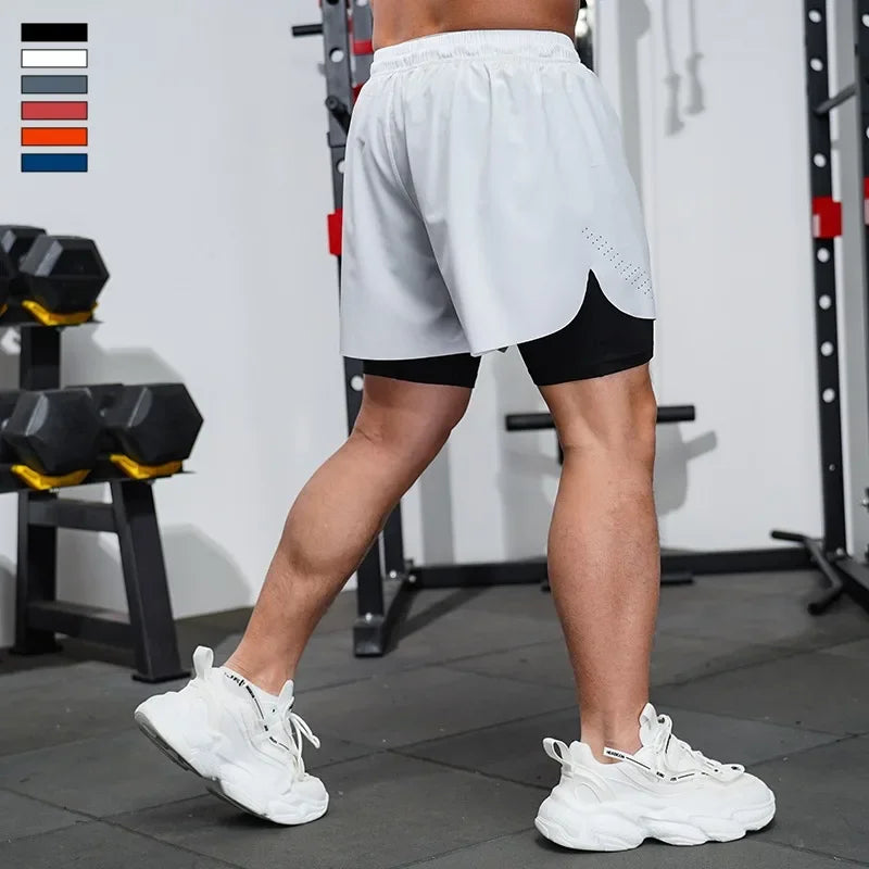 Quick Dry Sports Pants Fitness Shorts With Inner Lining Three-Quarter Length Men Summer Running Athletics Marathon Training