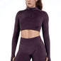 Crop Zippy Fitness Top Long Women Sleeve