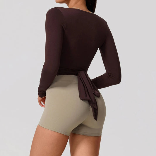 Tie-Waist Yoga Wrap Top
