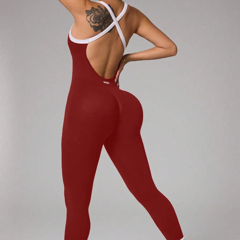 Cross shoulder strap pants jumpsuit suit fitness suit