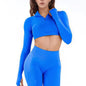 Crop Zippy Fitness Top Long Women Sleeve