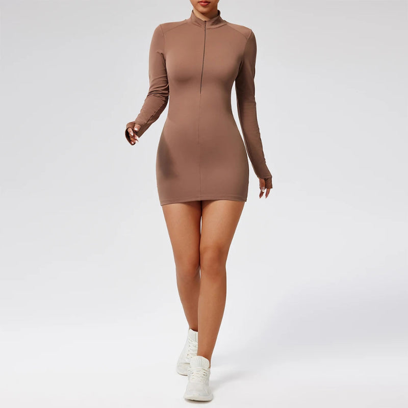 Gym Set Jumpsuit Long sleeves Women Training Yoga Suit Zipper Sportswear Thumb Buckle Sports Fitness Workout Bodysuits