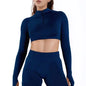 Crop Zippy Fitness Top Long Women Sleeve