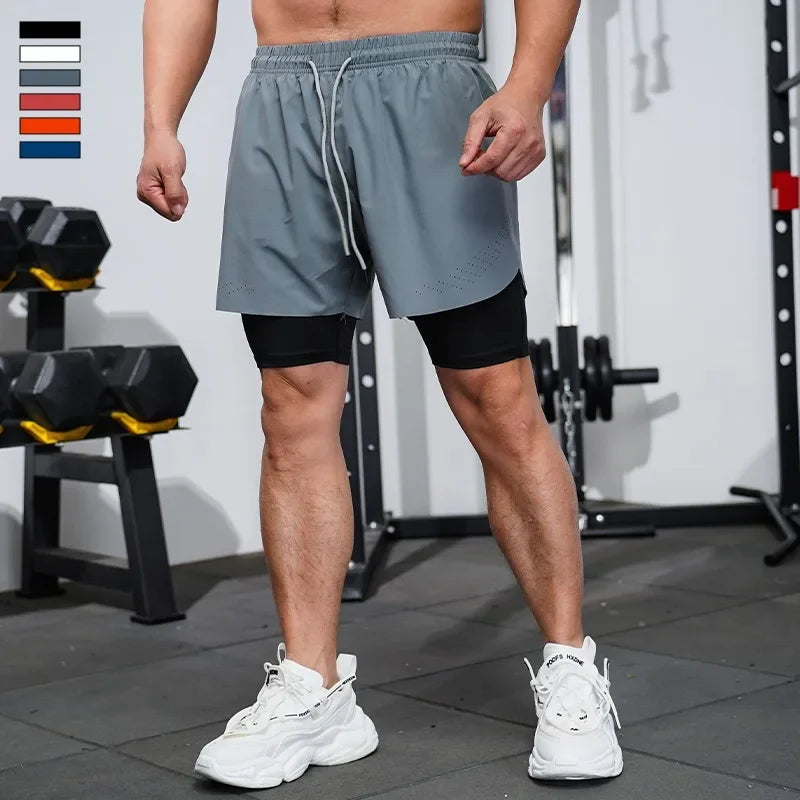 Quick Dry Sports Pants Fitness Shorts With Inner Lining Three-Quarter Length Men Summer Running Athletics Marathon Training