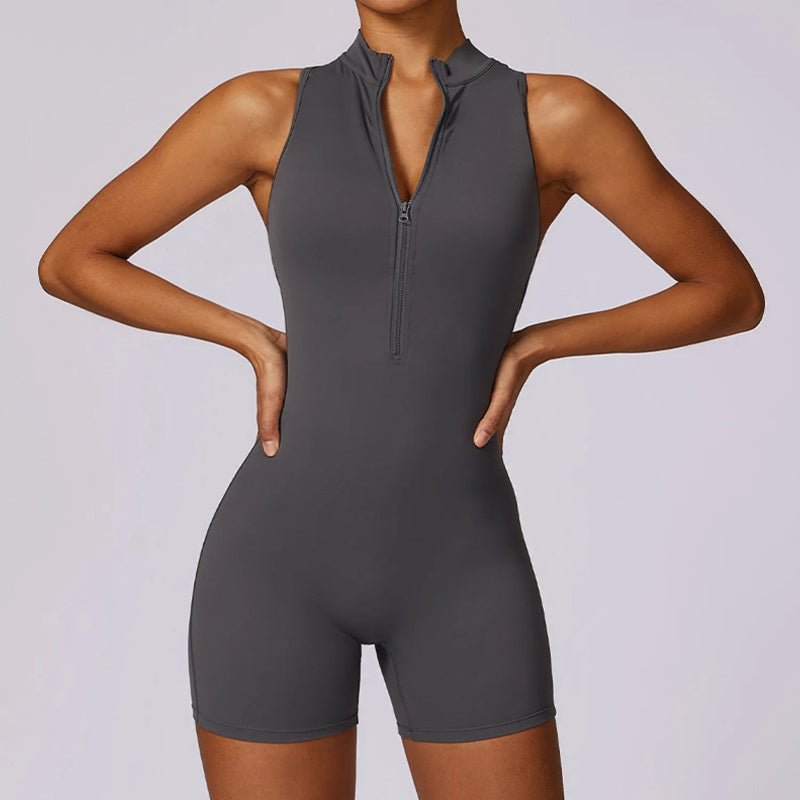 Zipper Workout Jumpsuit Sports Overalls for Women