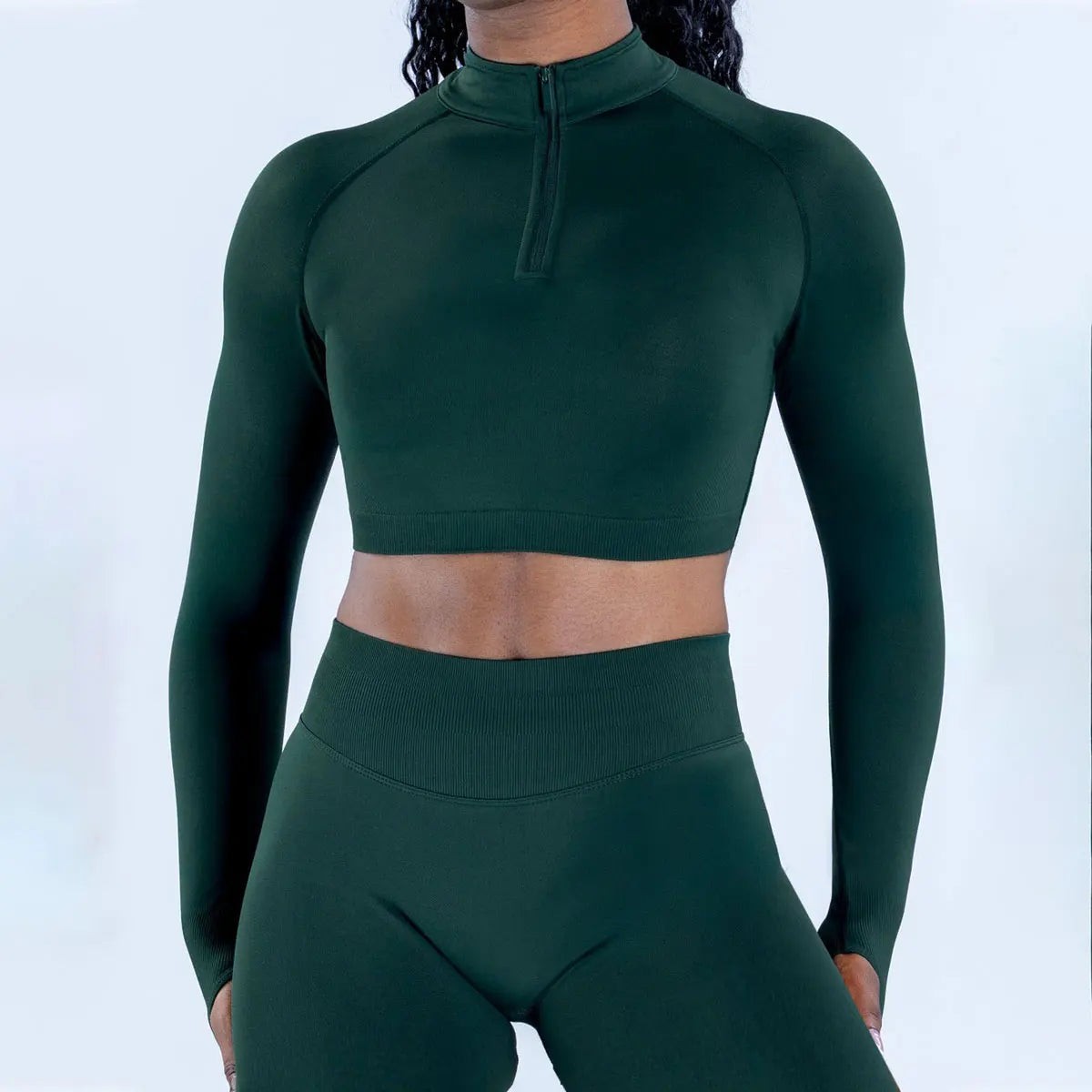 Crop Zippy Fitness Top Long Women Sleeve