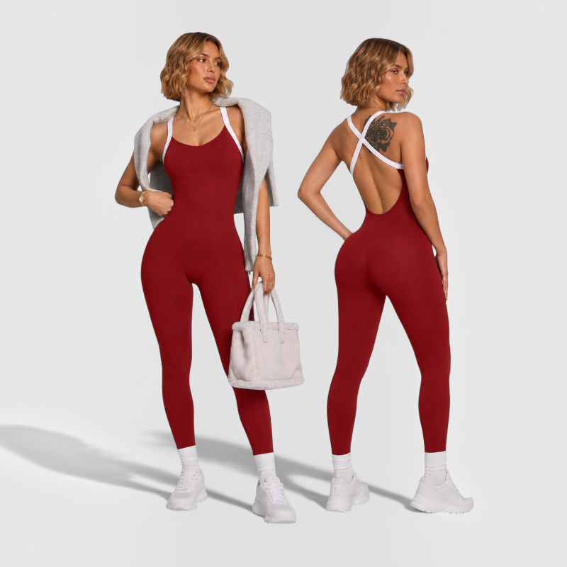 Cross shoulder strap pants jumpsuit suit fitness suit