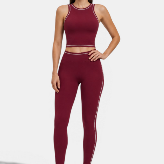 Contrast Trim Sports Bra & Leggings Set