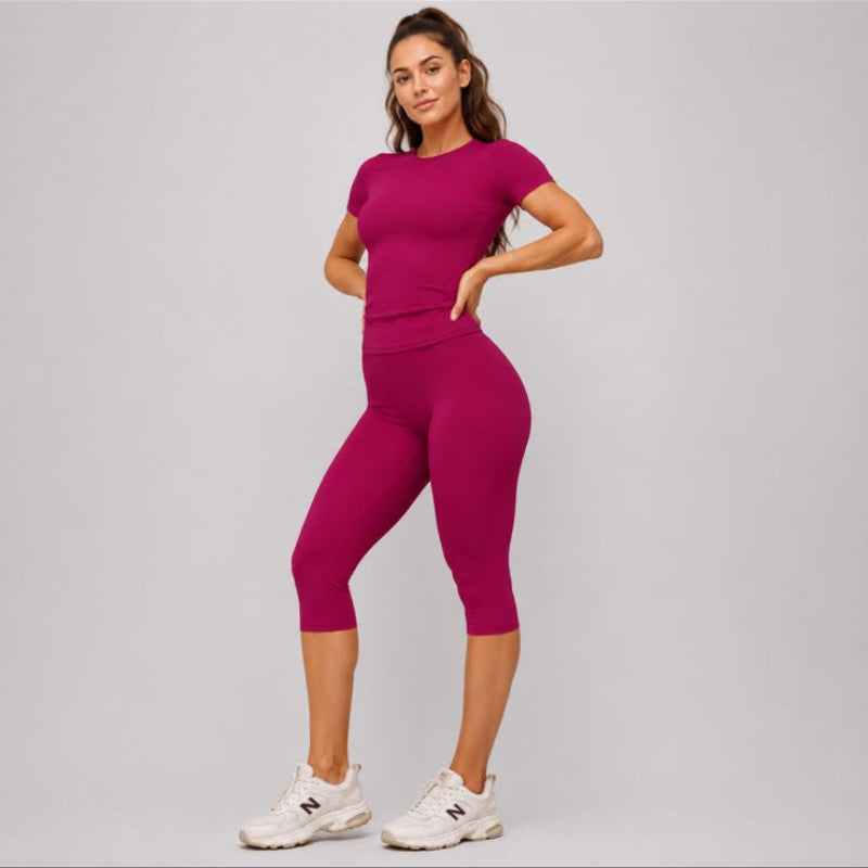 Yoga Set 2PCS Sports Set Short Sleeve Fitness