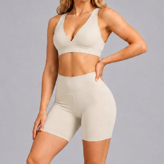 V-Line Sports Bra & Shorts Set