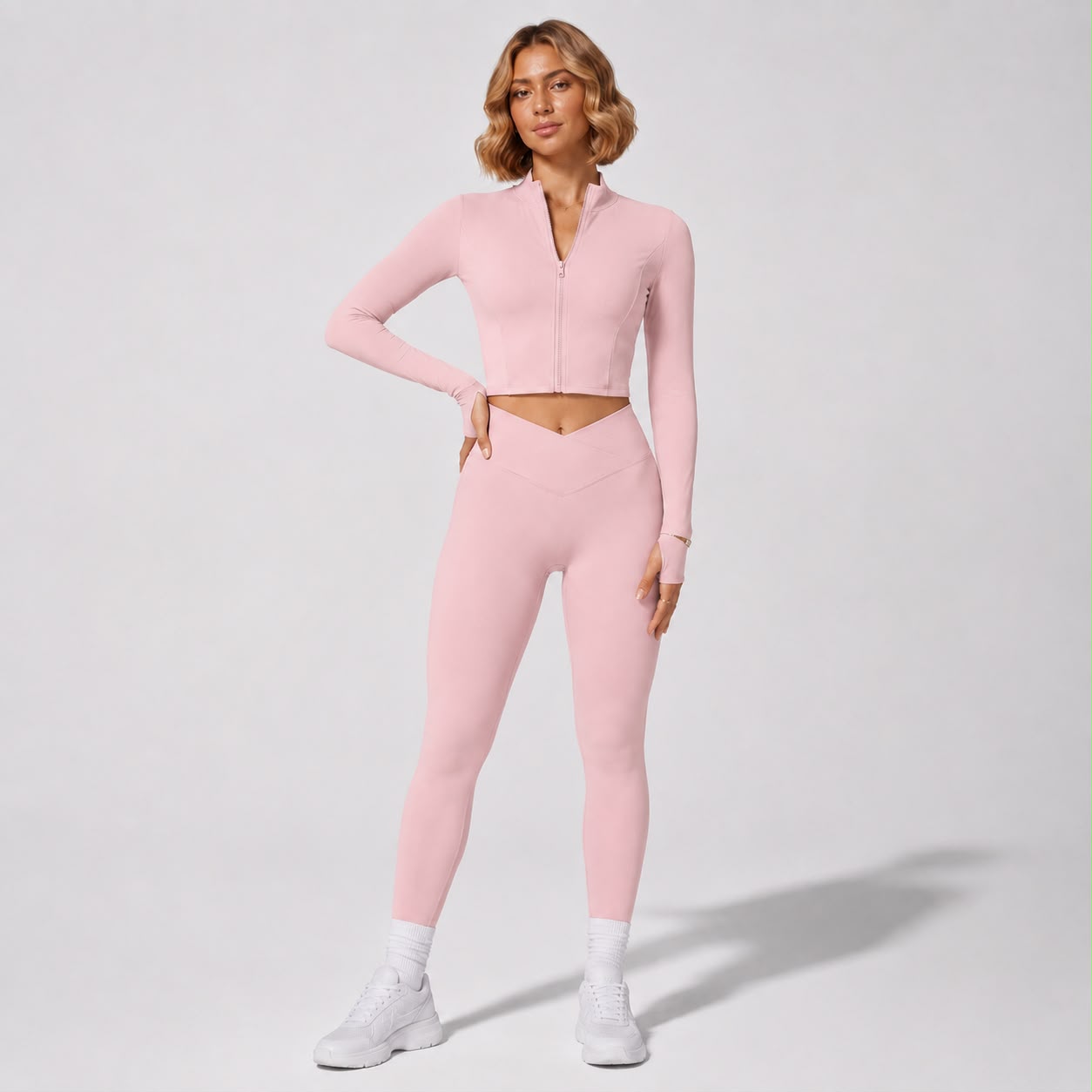 parei aqui corrir coreiSolid Color Zip Up Sports Jacket Women Running