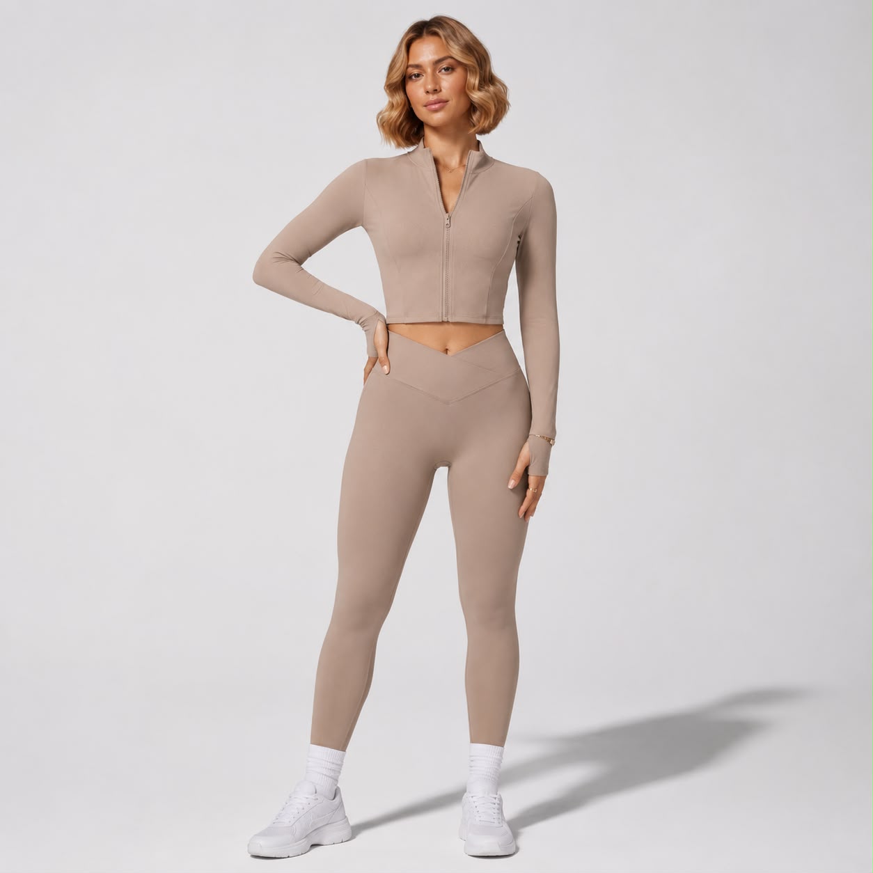 parei aqui corrir coreiSolid Color Zip Up Sports Jacket Women Running