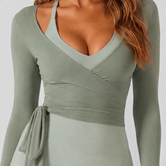 Tie-Waist Yoga Wrap Top